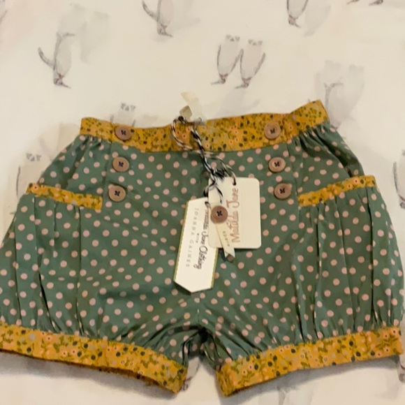 Matilda Jane Polka Dot Green and Yellow Girl’s Shorts - Picture 1 of 2